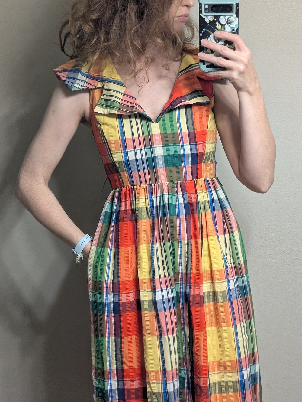 Vintage Rainbow Plaid Colorful Dress - Picture 11 of 13